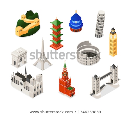 Stock fotó: World Famous Landmarks - Colorful Isometric Set Of Objects