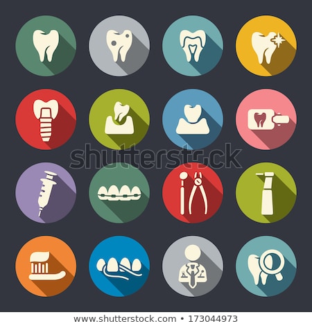 Zdjęcia stock: Dental Theme Flat Icons