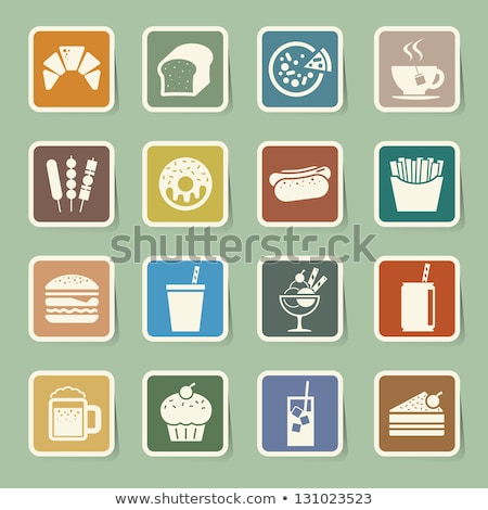 Stock foto: Set Of Fast Food Icons Background Labels