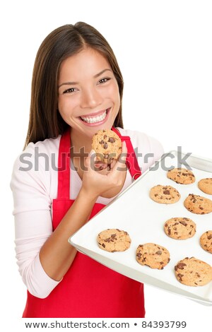 Isolated Christmas Girl Smiling In Cooking Apron Stok fotoğraf © Ariwasabi