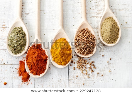 Stock fotó: Food Ingredients - Aromatic Spices On Wooden Spoons