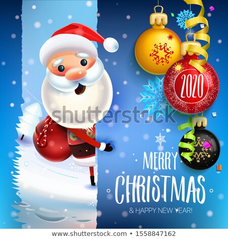 Foto stock: Greeting Card Merry Christmas With Piggy Vector