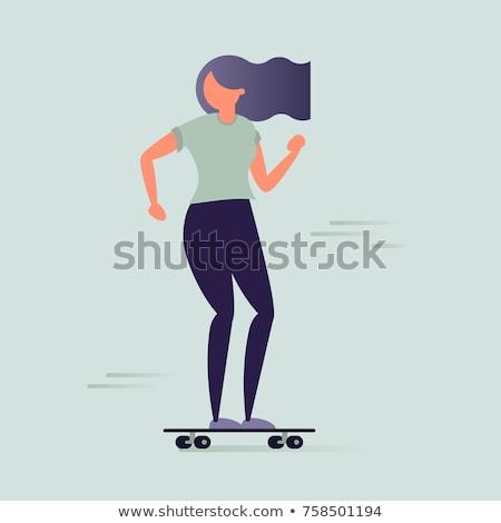 Foto stock: Skater Woman Skateboarding Woman Skating Vector