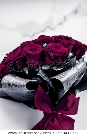 Сток-фото: Luxury Bouquet Of Maroon Roses On Marble Background Beautiful F