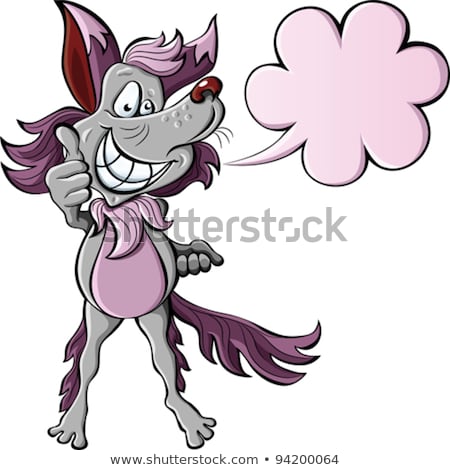 Stock photo: Vector Cartoon Wolf Happy Showing Thumbs Up Sign