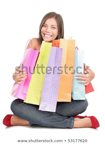 Woman After Shopping Spree On White Stok fotoğraf © Ariwasabi