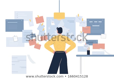 [[stock_photo]]: Businessman With Many Reminders Isolated On White