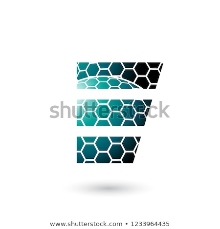 Stock fotó: Persian Green Letter E With Honeycomb Pattern Vector Illustratio