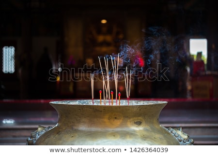 Stock foto: Smell The Smoke Of Incense The Smoke Of Joss Stick In Temple Smoke Of Incense In The Spirit Shrine