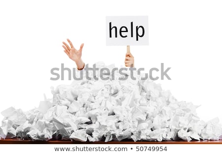 Zdjęcia stock: Businesswoman And A Pile Of Papers Isolated On White