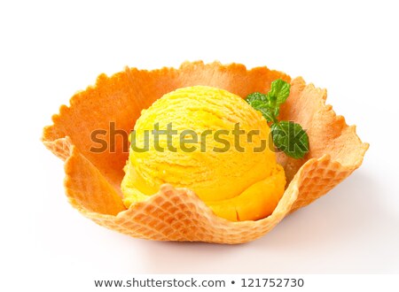 [[stock_photo]]: Lemon Custard Ice Cream In A Waffle Basket