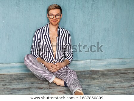 ストックフォト: Confident Fashion Man In Sunglasses And Blue Coat