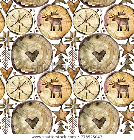 Stockfoto: Watercolor Christmas Pattern With Deer