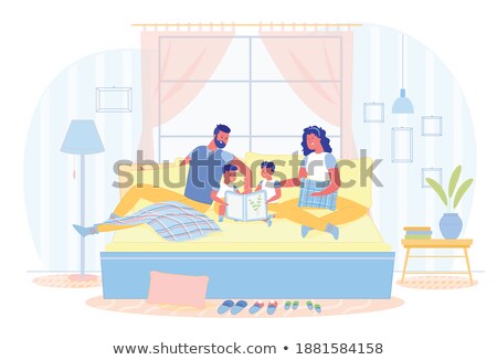 Foto stock: Family Members In Different Rooms Of The House