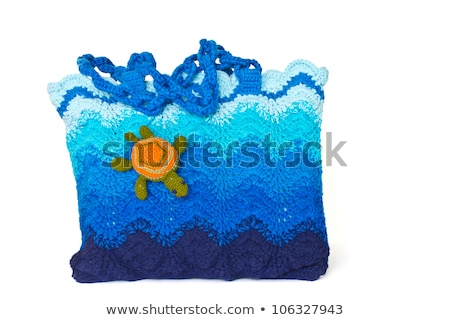 Stock foto: Pretty Girl With A Blue Handbag Isolated