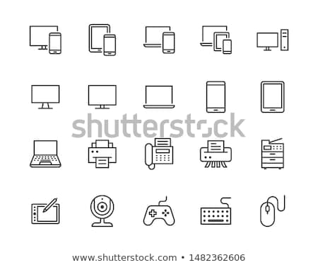 Сток-фото: Computer Monitor And Mouse Line Icon