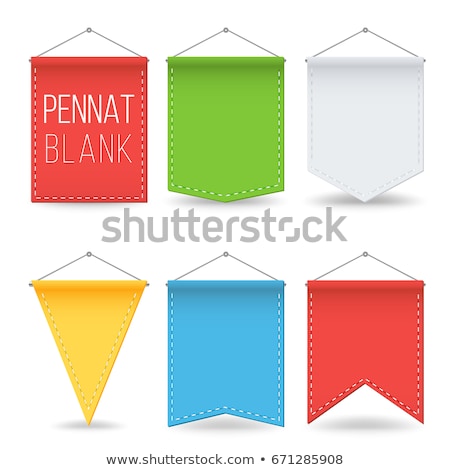 Foto stock: Pennat Flag Set Vector Red Empty Template Pennon Fabric Blank Advertising Canvas Banner Hanging