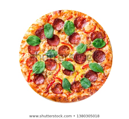Stock fotó: Pepperoni Pizza On White Background