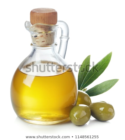 Stock photo: Bottles With Organic Cooking Olive Oil And Olive Branch