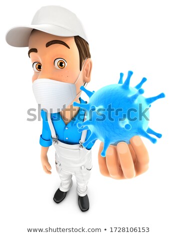 3d Painter Holding Virus Zdjęcia stock © 3dmask