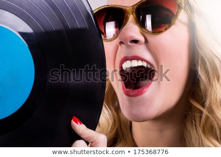 Foto stock: Vinyl Disc Lp With Sunglasses