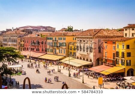 Zdjęcia stock: Aerial View Of The Piazza Delle Erbe Verona Italy