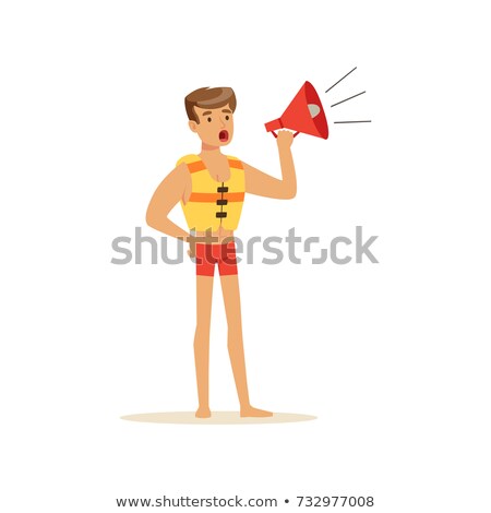 Stock photo: Lifeguard With Megaphone At The Beach