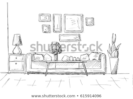 Stok fotoğraf: Linear Sketch Of An Interior Hand Drawn Vector Illustration Of