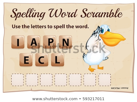 Stock foto: Spelling Word Scramble Game With Word Pelican