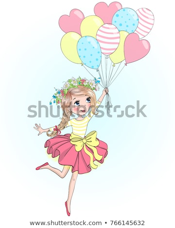 Stockfoto: Teenage Girl With Red Heart Shaped Balloon