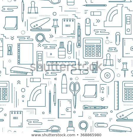 Stockfoto: Seamless Background From A Set Of Office Supplies Vector Illustration