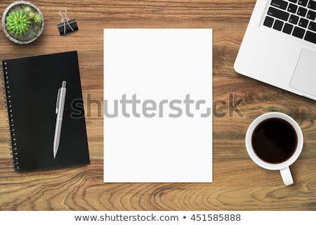 Stok fotoğraf: Desktop Workspace Supplies And A4 Blank Paper