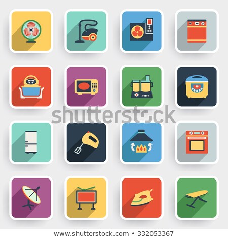 Stock fotó: Flat Color Gray Dishwasher Machine Vector Icon