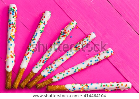 Stock photo: Straight Pretzels Coated With White Chocolate
