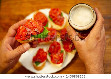 [[stock_photo]]: Bruschetta And Beer