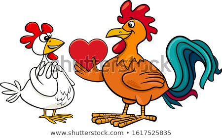 Stock fotó: Rooster And Hen In Love