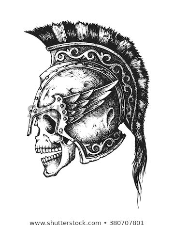 Spartan warrior skull in helmet. skull viking fighter. Generative