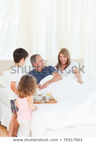 Foto stock: Elderly Woman Having Breakfast In Bed