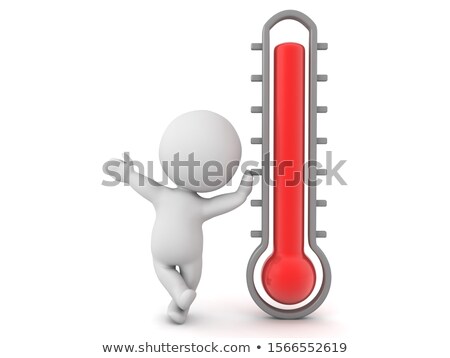 Stockfoto: 3d Character Leaned On A Thermometer