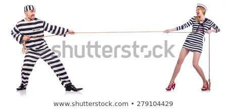 Stock foto: Pretty Girl In Prisoner Uniform Isolated On White