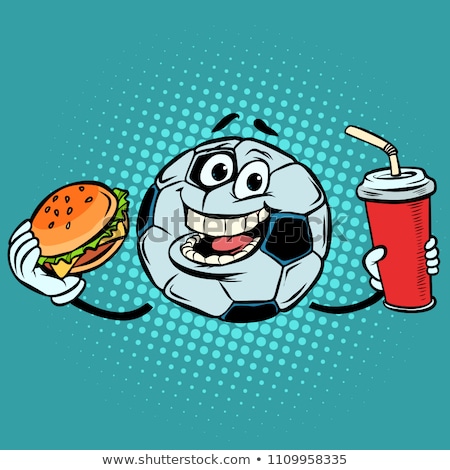 Stockfoto: Break The Match Fast Food Cola And Burger Football Soccer Ball
