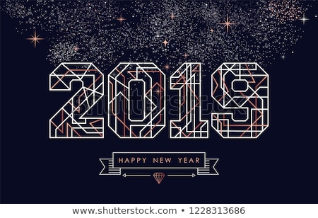 Stockfoto: Happy New Year 2019 Copper Art Deco Greeting Card