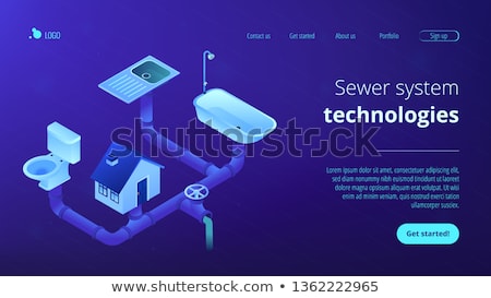 Stock photo: Sewerage System Concept Isometric 3d Landing Page