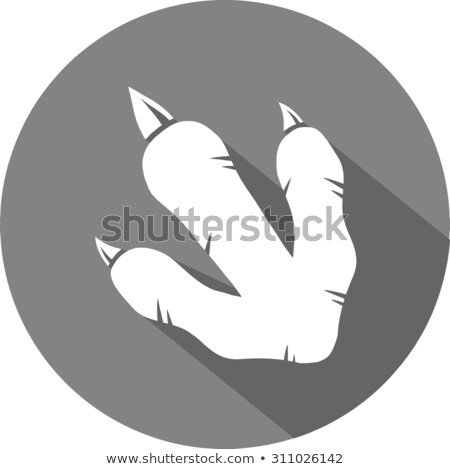 Stock foto: Grey Dinosaur Footprint Circle Flat Design Icon