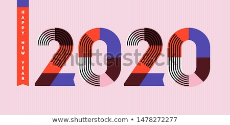 Happy New Year 2020 Logo With Multicolored Geometric Numbers Сток-фото © ussr