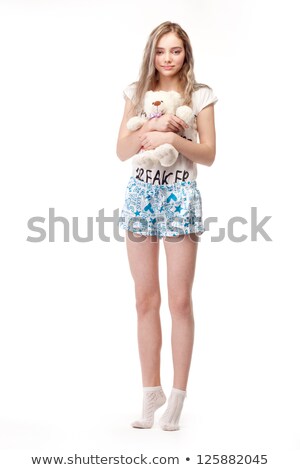 Stock fotó: Playful Woman With Teddy Bear