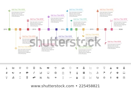 Foto stock: Modern Flat Timeline With Red Orange And Yellow Milestones And Icons