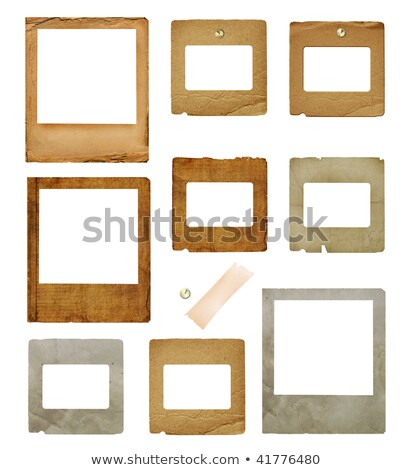 Zdjęcia stock: Set Of Old Grunge Slides With Pin On White Isolated Background