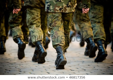 Stock fotó: Soldiers With Military Camouflage Uniform In Army Formation