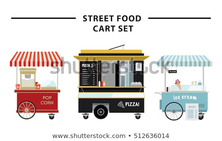 Сток-фото: Street Food Cart Vector Illustration